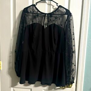 Torrid Star Mesh sweetheart neckline peplum shirt